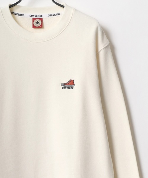 CONVERSE（コンバース）の「CONVERSE/コンバース ワンポイント シューズ ロゴ 刺繍 スウェット トレーナー（スウェット・メンズ・ダークベージュ/オフホワイト/ブラック/レンガ/ブルーグリーン/ホワイト系その他/ブラック系その他/グリーン系その他/ホワイト系その他2・M/L/LL）」の2枚目の写真