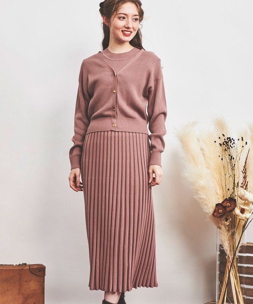 NOELA（ノエラ）の「カーデセットリブニットワンピース（ワンピース