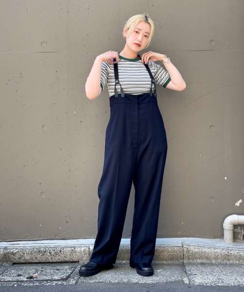 CIAOPANIC(チャオパニック)の「リブボーダーリンガーTシャツ(Tシャツ/カットソー・レディース・グリーン/ネイビー/サックスブルー・FREE)」の13枚目の写真