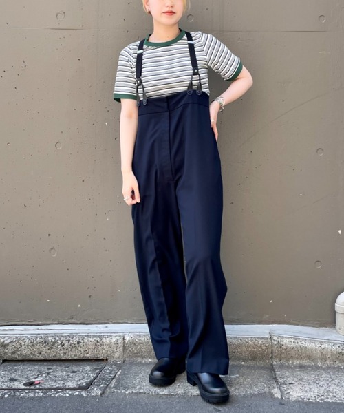 CIAOPANIC(チャオパニック)の「リブボーダーリンガーTシャツ(Tシャツ/カットソー・レディース・グリーン/ネイビー/サックスブルー・FREE)」の15枚目の写真