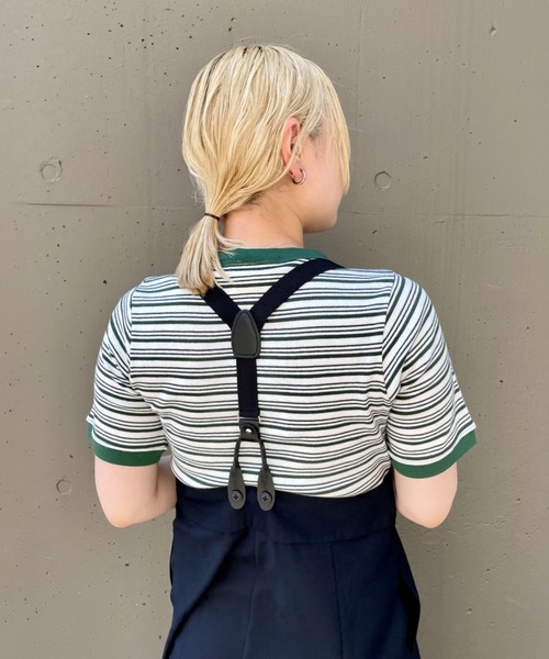 CIAOPANIC(チャオパニック)の「リブボーダーリンガーTシャツ(Tシャツ/カットソー・レディース・グリーン/ネイビー/サックスブルー・FREE)」の18枚目の写真