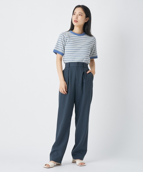 CIAOPANIC(チャオパニック)の「リブボーダーリンガーTシャツ(Tシャツ/カットソー・レディース・グリーン/ネイビー/サックスブルー・FREE)」の16枚目の写真