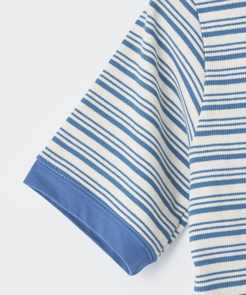 CIAOPANIC(チャオパニック)の「リブボーダーリンガーTシャツ(Tシャツ/カットソー・レディース・グリーン/ネイビー/サックスブルー・FREE)」の10枚目の写真