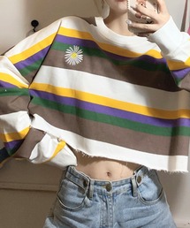 マルチボーダークロップドロンT【ZOZOTOWN限定】