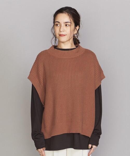 BEAUTY&YOUTH UNITED ARROWS(ビューティーアンドユースユナイテッドアローズ)の「BY ケーブル モックネックニットベスト -ウォッシャブル-(ベスト・レディース・ブラック/ブラウン/オフホワイト・FREE)」の7枚目の写真