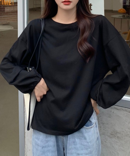 MANGROVE(マングローブ)の「ギャザーカフスロンtee(Tシャツ/カットソー・レディース・ブラック/ホワイト/グレイッシュブルー/グリーン/パープル・FREE)」の10枚目の写真