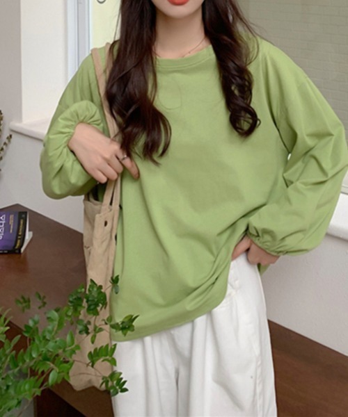 MANGROVE(マングローブ)の「ギャザーカフスロンtee(Tシャツ/カットソー・レディース・ブラック/ホワイト/グレイッシュブルー/グリーン/パープル・FREE)」の15枚目の写真