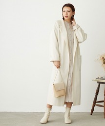 NICOLE white | ボタンレス カットメルトンコート(その他アウター)