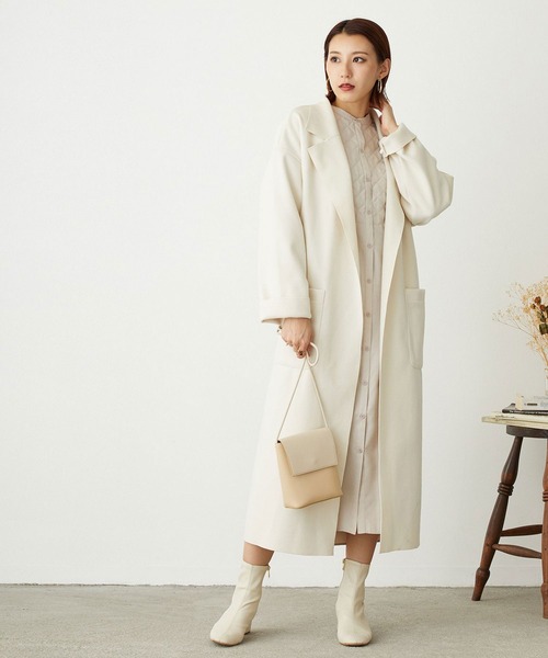 NICOLE white（ニコルホワイト）の「ボタンレス カットメルトンコート（その他アウター・レディース・ブラック/ブラウン/アイボリー/モカ・FREE）」の2枚目の写真