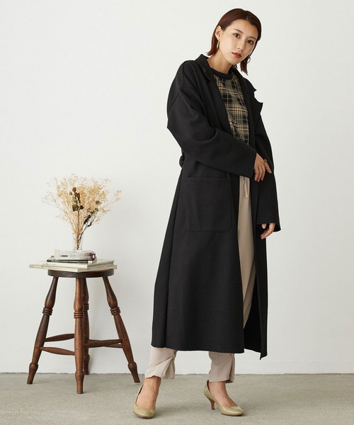 NICOLE white（ニコルホワイト）の「ボタンレス カットメルトンコート（その他アウター・レディース・ブラック/ブラウン/アイボリー/モカ・FREE）」の3枚目の写真