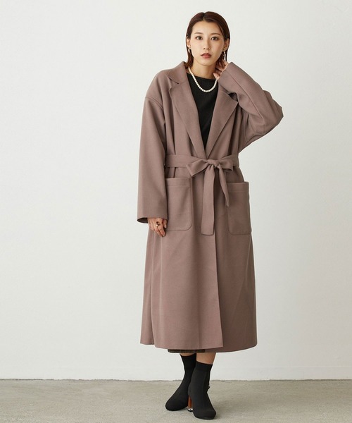 NICOLE white（ニコルホワイト）の「ボタンレス カットメルトンコート（その他アウター・レディース・ブラック/ブラウン/アイボリー/モカ・FREE）」の4枚目の写真