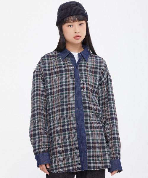 Romantic Crown Denim Check Shirt ロマンティッククラウン デニム チェック シャツ シャツ ブラウス Romantic Crown ロマンティッククラウン のファッション通販 Zozotown