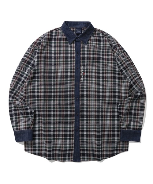 ROMANTIC CROWN(ロマンティッククラウン)の「【ROMANTIC CROWN】DENIM CHECK SHIRT / ロマンティッククラウン デニム チェック シャツ(シャツ/ブラウス・メンズ・グリーン/バーガンディー・SMALL/MEDIUM/LARGE)」の5枚目の写真