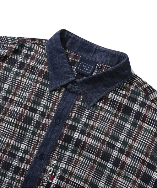 ROMANTIC CROWN(ロマンティッククラウン)の「【ROMANTIC CROWN】DENIM CHECK SHIRT / ロマンティッククラウン デニム チェック シャツ(シャツ/ブラウス・メンズ・グリーン/バーガンディー・SMALL/MEDIUM/LARGE)」の7枚目の写真
