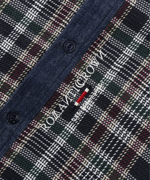 ROMANTIC CROWN(ロマンティッククラウン)の「【ROMANTIC CROWN】DENIM CHECK SHIRT / ロマンティッククラウン デニム チェック シャツ(シャツ/ブラウス・メンズ・グリーン/バーガンディー・SMALL/MEDIUM/LARGE)」の8枚目の写真