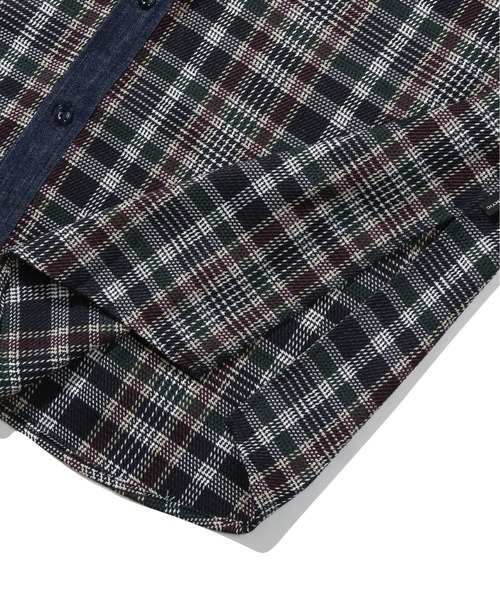 ROMANTIC CROWN(ロマンティッククラウン)の「【ROMANTIC CROWN】DENIM CHECK SHIRT / ロマンティッククラウン デニム チェック シャツ(シャツ/ブラウス・メンズ・グリーン/バーガンディー・SMALL/MEDIUM/LARGE)」の9枚目の写真