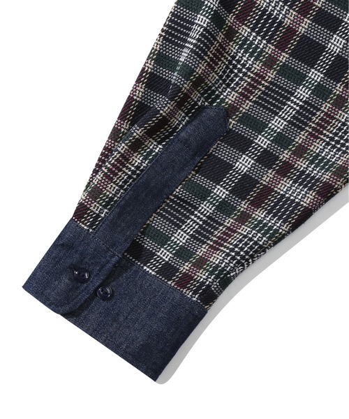 ROMANTIC CROWN(ロマンティッククラウン)の「【ROMANTIC CROWN】DENIM CHECK SHIRT / ロマンティッククラウン デニム チェック シャツ(シャツ/ブラウス・メンズ・グリーン/バーガンディー・SMALL/MEDIUM/LARGE)」の10枚目の写真