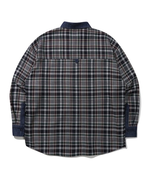 ROMANTIC CROWN(ロマンティッククラウン)の「【ROMANTIC CROWN】DENIM CHECK SHIRT / ロマンティッククラウン デニム チェック シャツ(シャツ/ブラウス・メンズ・グリーン/バーガンディー・SMALL/MEDIUM/LARGE)」の6枚目の写真