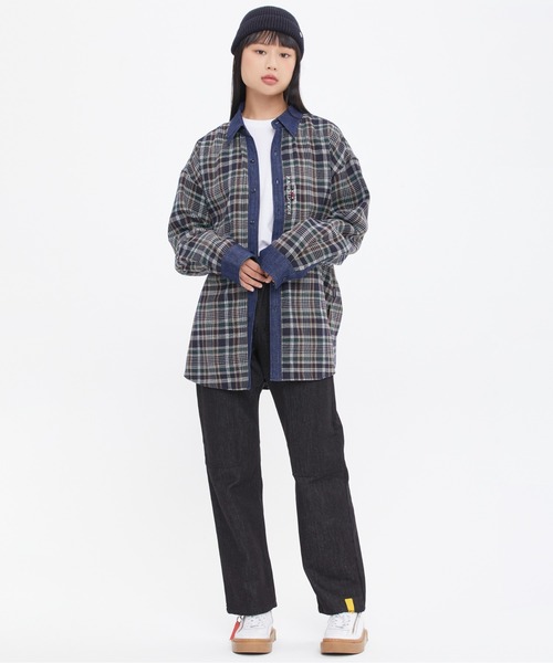 ROMANTIC CROWN(ロマンティッククラウン)の「【ROMANTIC CROWN】DENIM CHECK SHIRT / ロマンティッククラウン デニム チェック シャツ(シャツ/ブラウス・メンズ・グリーン/バーガンディー・SMALL/MEDIUM/LARGE)」の4枚目の写真