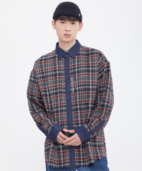 ROMANTIC CROWN(ロマンティッククラウン)の「【ROMANTIC CROWN】DENIM CHECK SHIRT / ロマンティッククラウン デニム チェック シャツ(シャツ/ブラウス・メンズ・グリーン/バーガンディー・SMALL/MEDIUM/LARGE)」の13枚目の写真