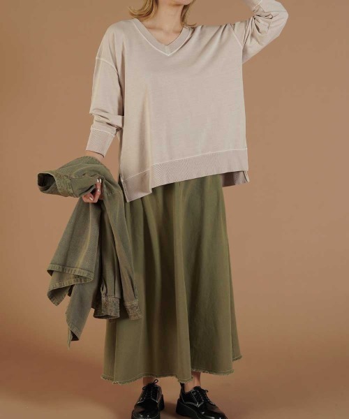 LUPILIEN（ルピリアン）の「ツイルデニムタックスカート（スカート・レディース・チャコールグレー/ベージュ/カーキ・FREE）」の4枚目の写真