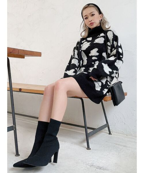 GYDA（ジェイダ）の「COWジャカードハイネック ニットTOPS（ニット/セーター・レディース・ブラック/ブラウン/カーキ・FREE）」の20枚目の写真