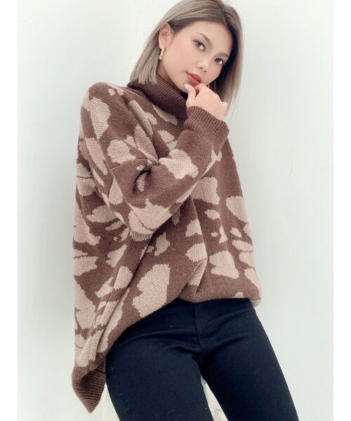 GYDA（ジェイダ）の「COWジャカードハイネック ニットTOPS（ニット/セーター・レディース・ブラック/ブラウン/カーキ・FREE）」の21枚目の写真