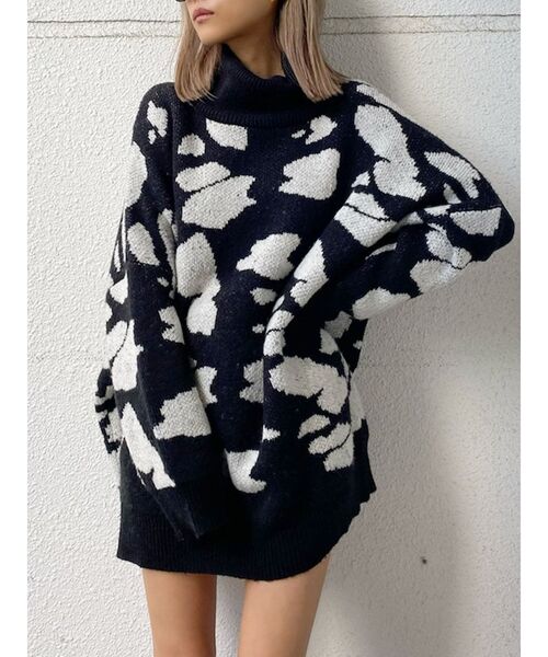 GYDA（ジェイダ）の「COWジャカードハイネック ニットTOPS（ニット/セーター・レディース・ブラック/ブラウン/カーキ・FREE）」の15枚目の写真