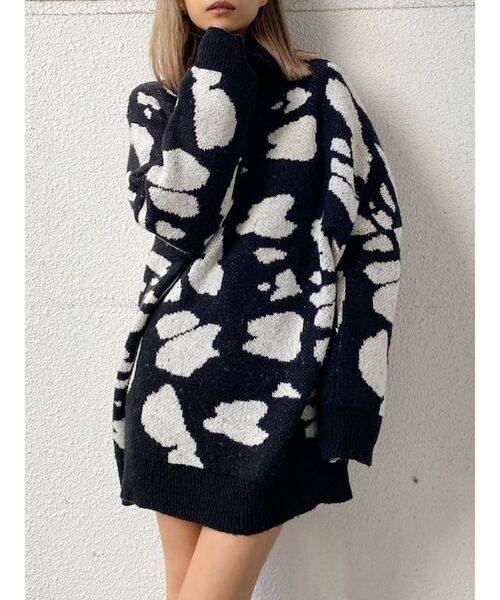 GYDA（ジェイダ）の「COWジャカードハイネック ニットTOPS（ニット/セーター・レディース・ブラック/ブラウン/カーキ・FREE）」の19枚目の写真