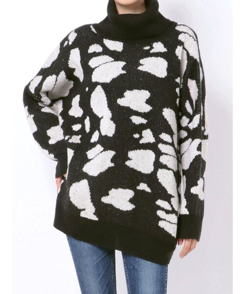 GYDA（ジェイダ）の「COWジャカードハイネック ニットTOPS（ニット/セーター・レディース・ブラック/ブラウン/カーキ・FREE）」の7枚目の写真