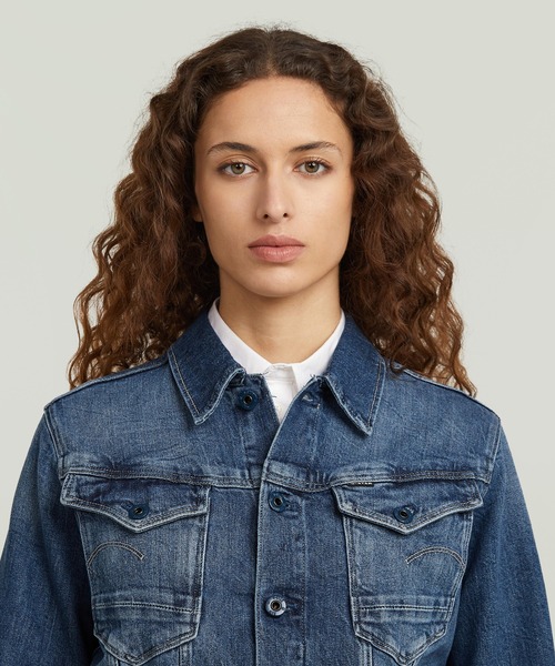 G-STAR（ジースター）の「ARC 3D JACKET/立体裁断スリムデニムジャケット（デニムジャケット・レディース・インディゴブルー・X-SMALL/SMALL/MEDIUM）」の2枚目の写真