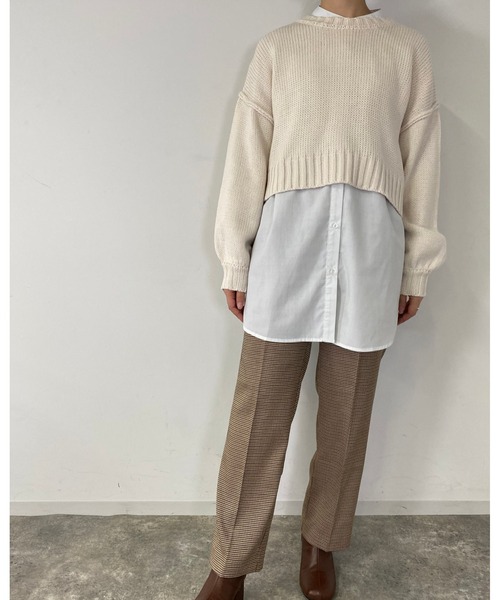 MLI'A（エムリア）の「ショート丈ローゲージニット（ニット/セーター・レディース・イエロー/ブルー/アイボリー/ライトパープル/ブラック/グリーン/オレンジ/ライトグリーン/ピンク/レッド・M）」の11枚目の写真