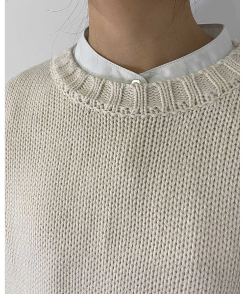 MLI'A（エムリア）の「ショート丈ローゲージニット（ニット/セーター・レディース・イエロー/ブルー/アイボリー/ライトパープル/ブラック/グリーン/オレンジ/ライトグリーン/ピンク/レッド・M）」の12枚目の写真