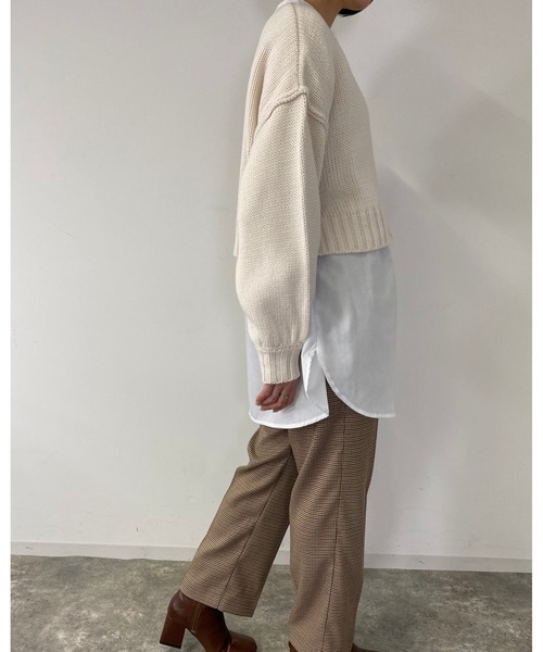 MLI'A（エムリア）の「ショート丈ローゲージニット（ニット/セーター・レディース・イエロー/ブルー/アイボリー/ライトパープル/ブラック/グリーン/オレンジ/ライトグリーン/ピンク/レッド・M）」の14枚目の写真