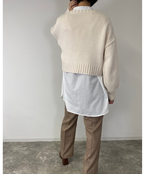 MLI'A（エムリア）の「ショート丈ローゲージニット（ニット/セーター・レディース・イエロー/ブルー/アイボリー/ライトパープル/ブラック/グリーン/オレンジ/ライトグリーン/ピンク/レッド・M）」の17枚目の写真