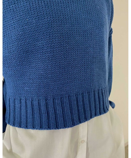 MLI'A（エムリア）の「ショート丈ローゲージニット（ニット/セーター・レディース・イエロー/ブルー/アイボリー/ライトパープル/ブラック/グリーン/オレンジ/ライトグリーン/ピンク/レッド・M）」の20枚目の写真