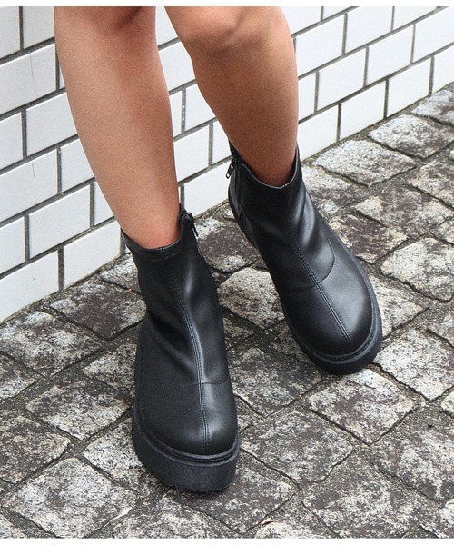 anap mimpi（アナップミンピ）の「厚底ステッチショートブーツ（ブーツ・レディース・ブラウン/ブラック・M/L/S）」の10枚目の写真