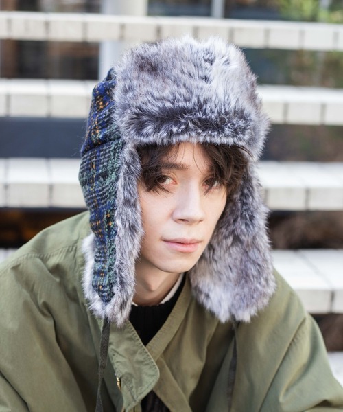 KANGOL（カンゴール）の「WEGO/Wool Ushanka（キャップ・メンズ・ブラック/グレー系その他2・FREE）」の12枚目の写真