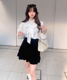 titty＆Co. PETIT by poyo | 【ファッションインフルエンサーPOYO×titty&Co.PETIT 】ベロアティアードスカパン(スカート)