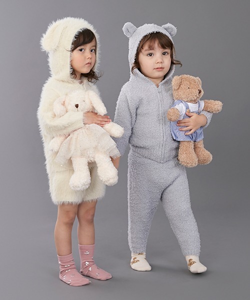 新品❤️もこもこくまちゃん ワンポイントルームウェア 白 L 編み パジャマ 新品❤️もこもこくまちゃん ワンポイントルームウェア 白 L