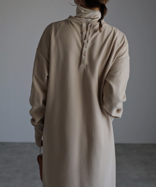 Bonjour Sagan（ボンジュールサガン）の「バックヘンリーワンピース（ワンピース・レディース・ブラック/ベージュ・FREE）」の18枚目の写真