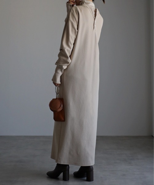 Bonjour Sagan（ボンジュールサガン）の「バックヘンリーワンピース（ワンピース・レディース・ブラック/ベージュ・FREE）」の19枚目の写真