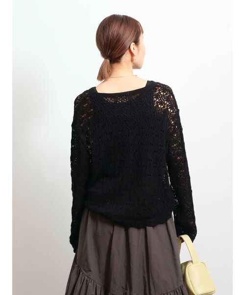 Ungrid（アングリッド）の「透かし編みレースアップニット（ニット/セーター・レディース・アイボリー/ブラック・FREE）」の7枚目の写真