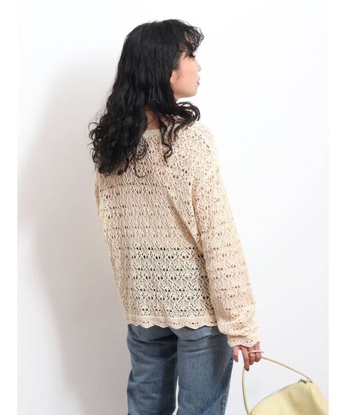 Ungrid（アングリッド）の「透かし編みレースアップニット（ニット/セーター・レディース・アイボリー/ブラック・FREE）」の3枚目の写真