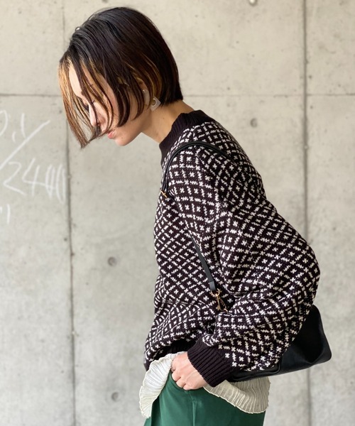 deux amour(ドゥーザムール)の「ダブルジャガード編みハイネックニット(その他トップス・レディース・ブラック・MEDIUM)」の7枚目の写真