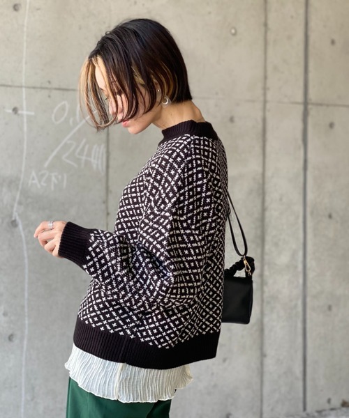 deux amour(ドゥーザムール)の「ダブルジャガード編みハイネックニット(その他トップス・レディース・ブラック・MEDIUM)」の9枚目の写真