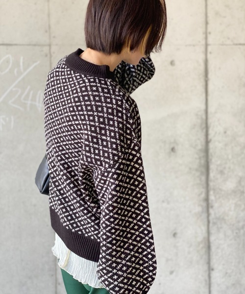 deux amour(ドゥーザムール)の「ダブルジャガード編みハイネックニット(その他トップス・レディース・ブラック・MEDIUM)」の8枚目の写真