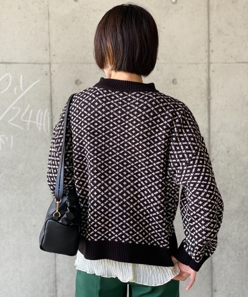 deux amour(ドゥーザムール)の「ダブルジャガード編みハイネックニット(その他トップス・レディース・ブラック・MEDIUM)」の12枚目の写真