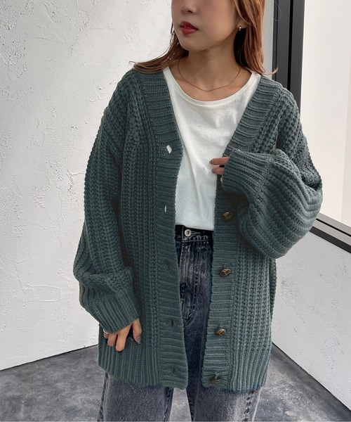 apres jour mignon(アプレジュールミニョン)の「1.5G手編み風カーディガン【ZOZOTOWN限定アイテム】(カーディガン/ボレロ・レディース・オレンジ系その他/グリーン系その他/ブルー系その他/ライトベージュ・X-LARGE/フリー)」の20枚目の写真