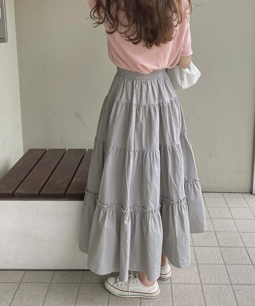 セール】ギャザーフリルティアードマキシスカート（スカート）｜LAUIR